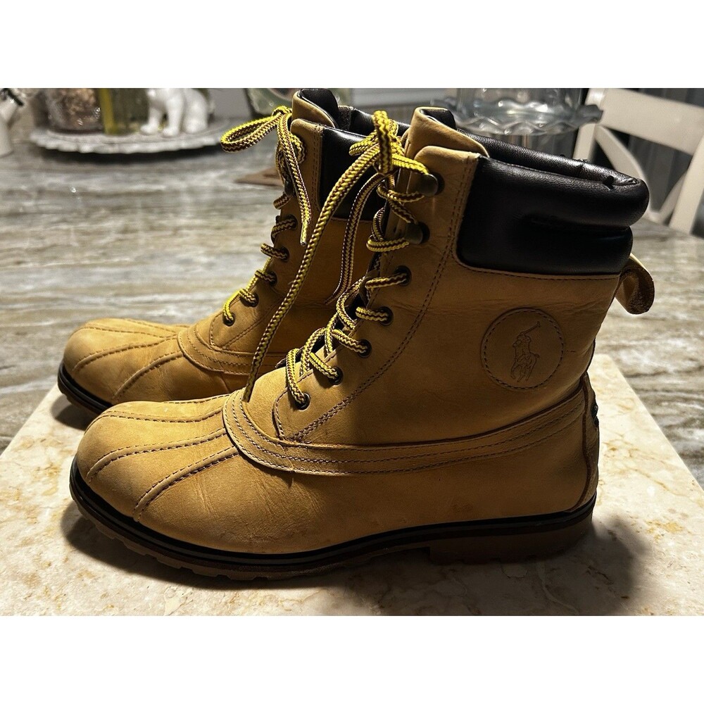 Ralph Lauren Men’s Whitwood Leather Wheat Colored  Boots Size 10.5D